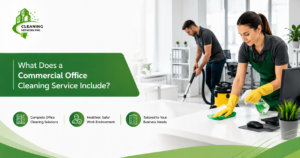 Professional cleaner disinfecting office desk surfaces
